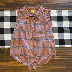 Hayden girls Plaid Sleeveless Button-Up Shirt 7 8